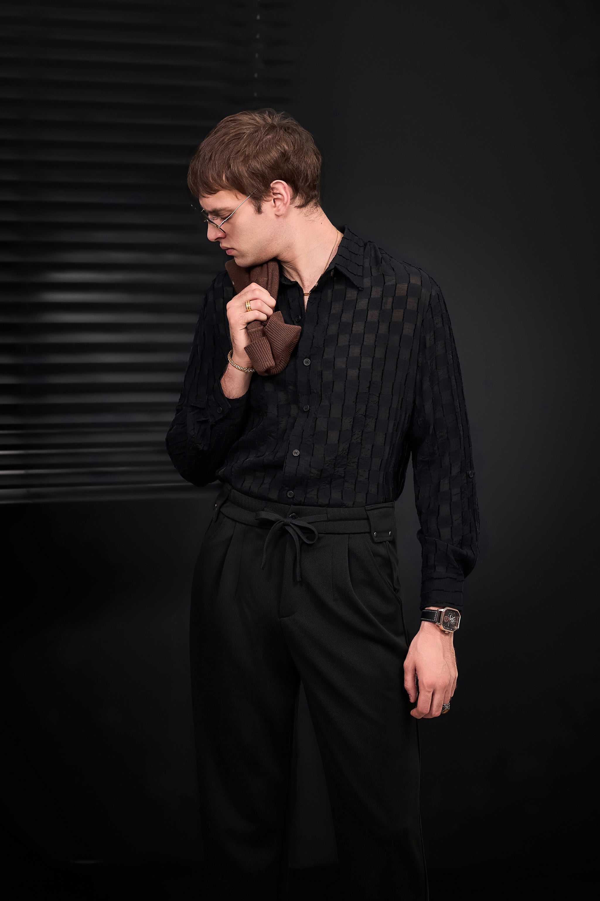 Haven Textured Long Sleeve Shirt BLACK