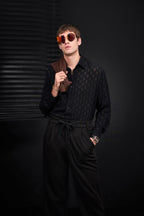 Haven Textured Long Sleeve Shirt BLACK