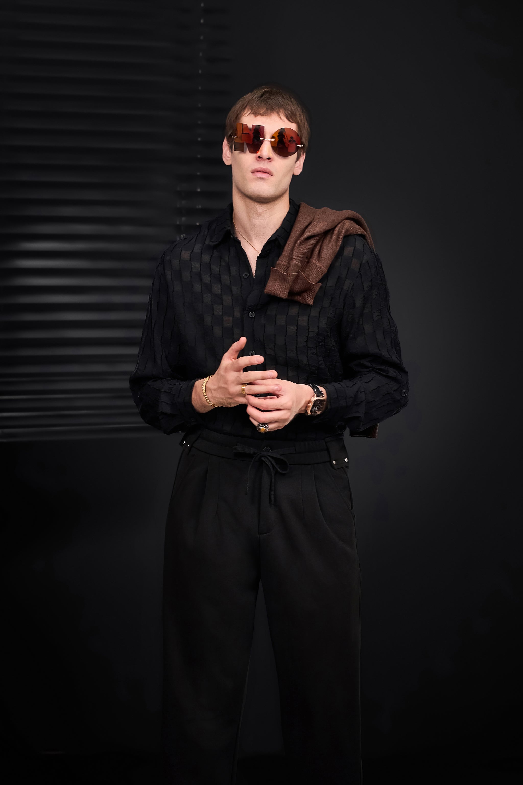 Haven Textured Long Sleeve Shirt BLACK
