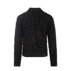 Patchwork Distressed Denim Jacket  - CENTURY PENTHOUSE BLACK