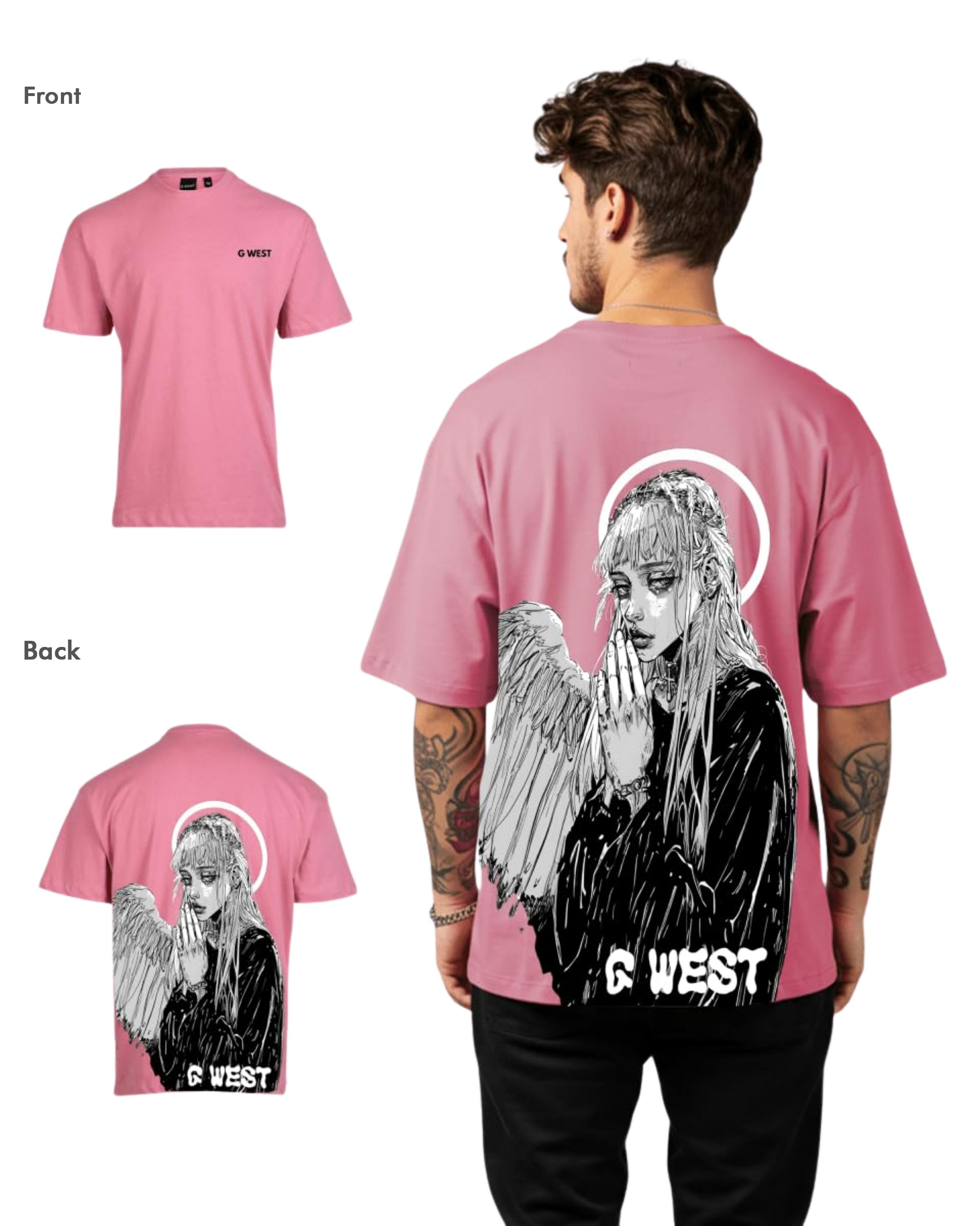 G West Mens Oversized Angel Girl Tee G West
