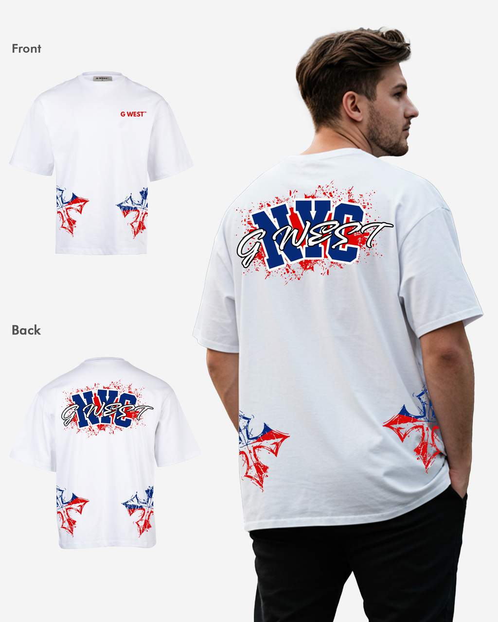 G West Nyc Blood Arch Logo T-Shirts Big and Tall G West