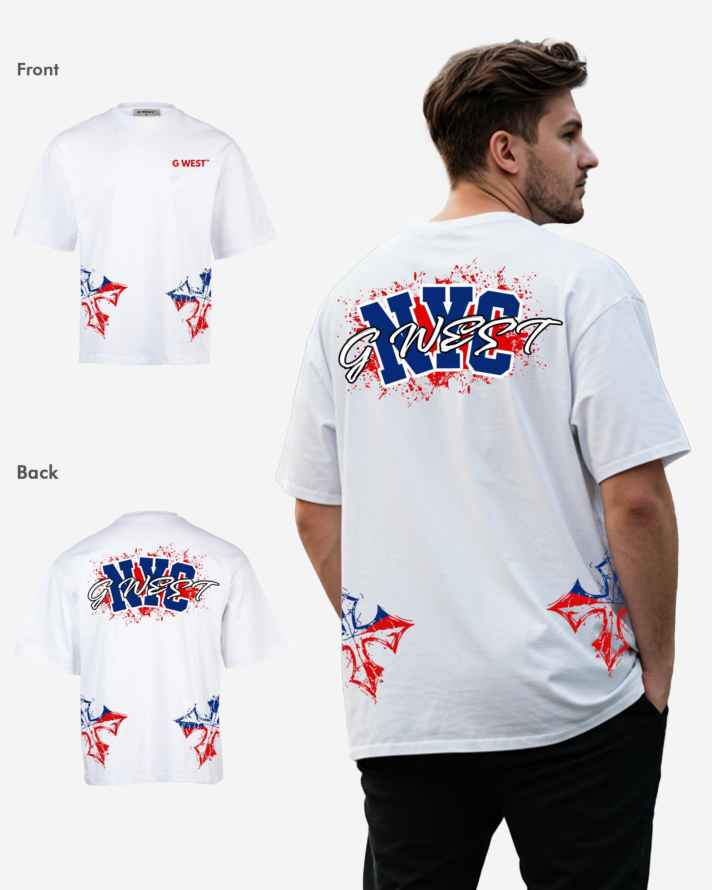 G West Nyc Blood Arch Logo T-Shirts Big and Tall G West
