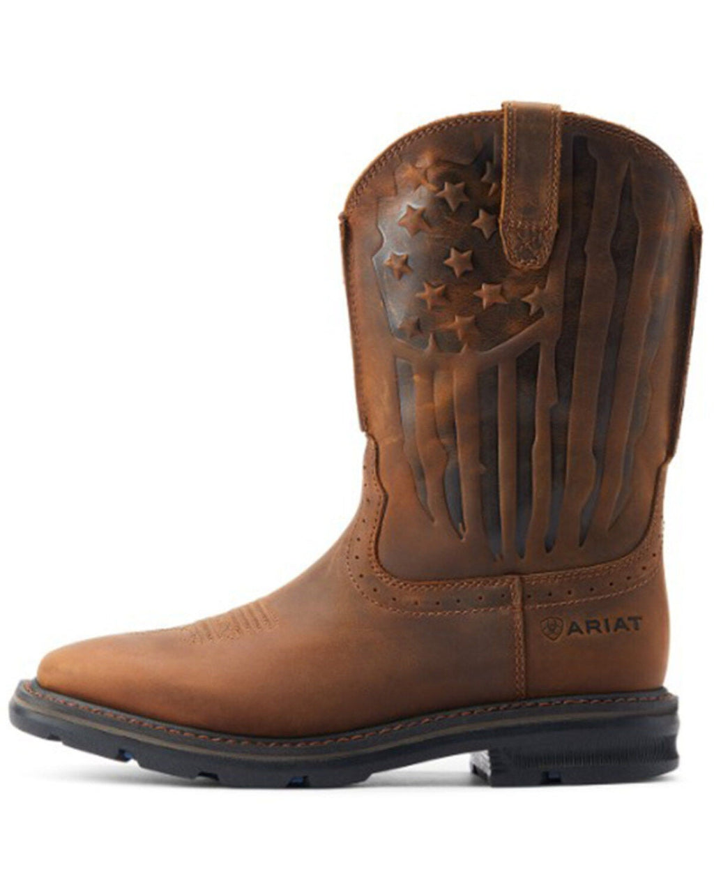 ARIAT MEN'S SIERRA SHOCK SHIELD PATRIOTIC WESTERN WORK BOOTS - BROAD SQUARE TOE