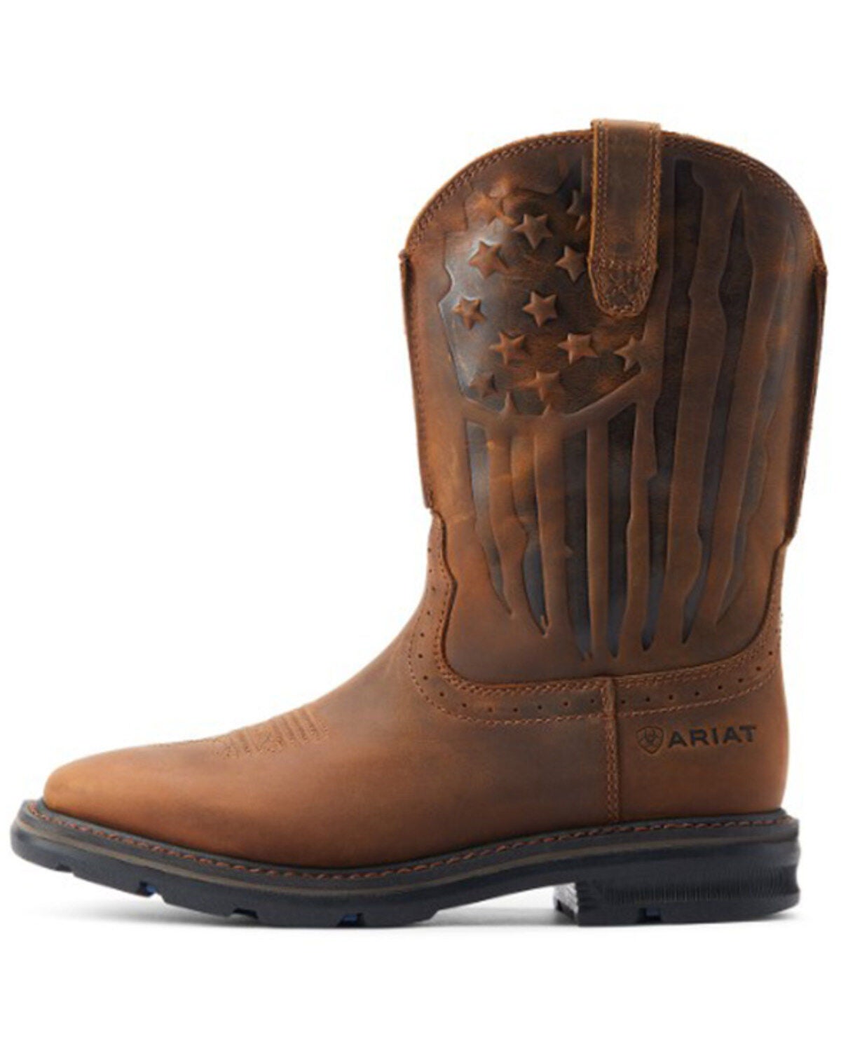 ARIAT MEN'S SIERRA SHOCK SHIELD PATRIOTIC WESTERN WORK BOOTS - BROAD SQUARE TOE