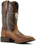 ARIAT MEN'S SPORT STEER SKULL PERFORMANCE WESTERN BOOTS - BROAD SQUARE TOE