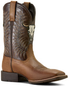 ARIAT MEN'S SPORT STEER SKULL PERFORMANCE WESTERN BOOTS - BROAD SQUARE TOE