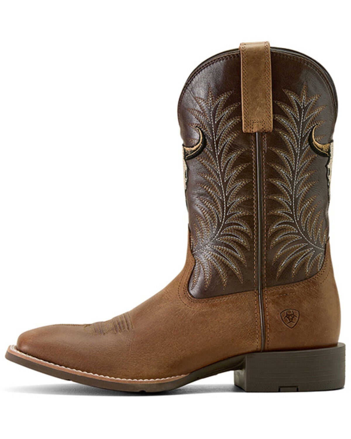 ARIAT MEN'S SPORT STEER SKULL PERFORMANCE WESTERN BOOTS - BROAD SQUARE TOE