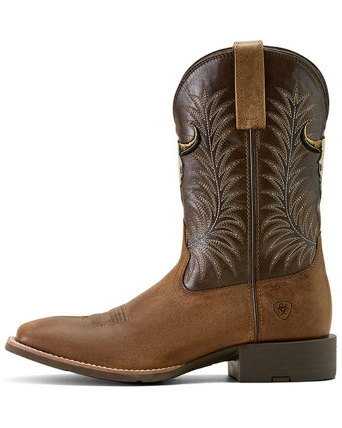ARIAT MEN'S SPORT STEER SKULL PERFORMANCE WESTERN BOOTS - BROAD SQUARE TOE