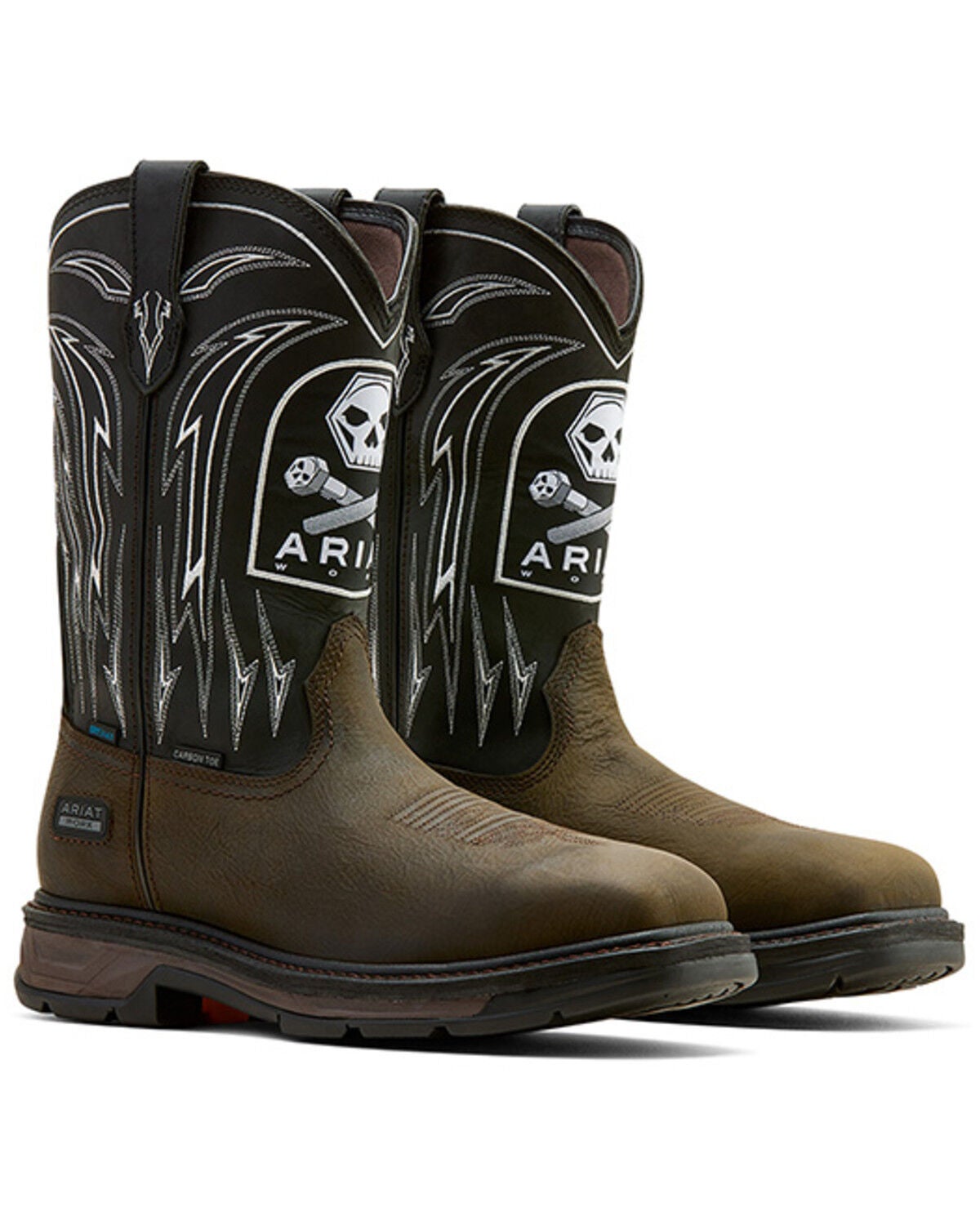 ARIAT MEN'S WORKHOG® XT BOLT SKULL WATERPROOF WORK BOOTS - CARBON TOE