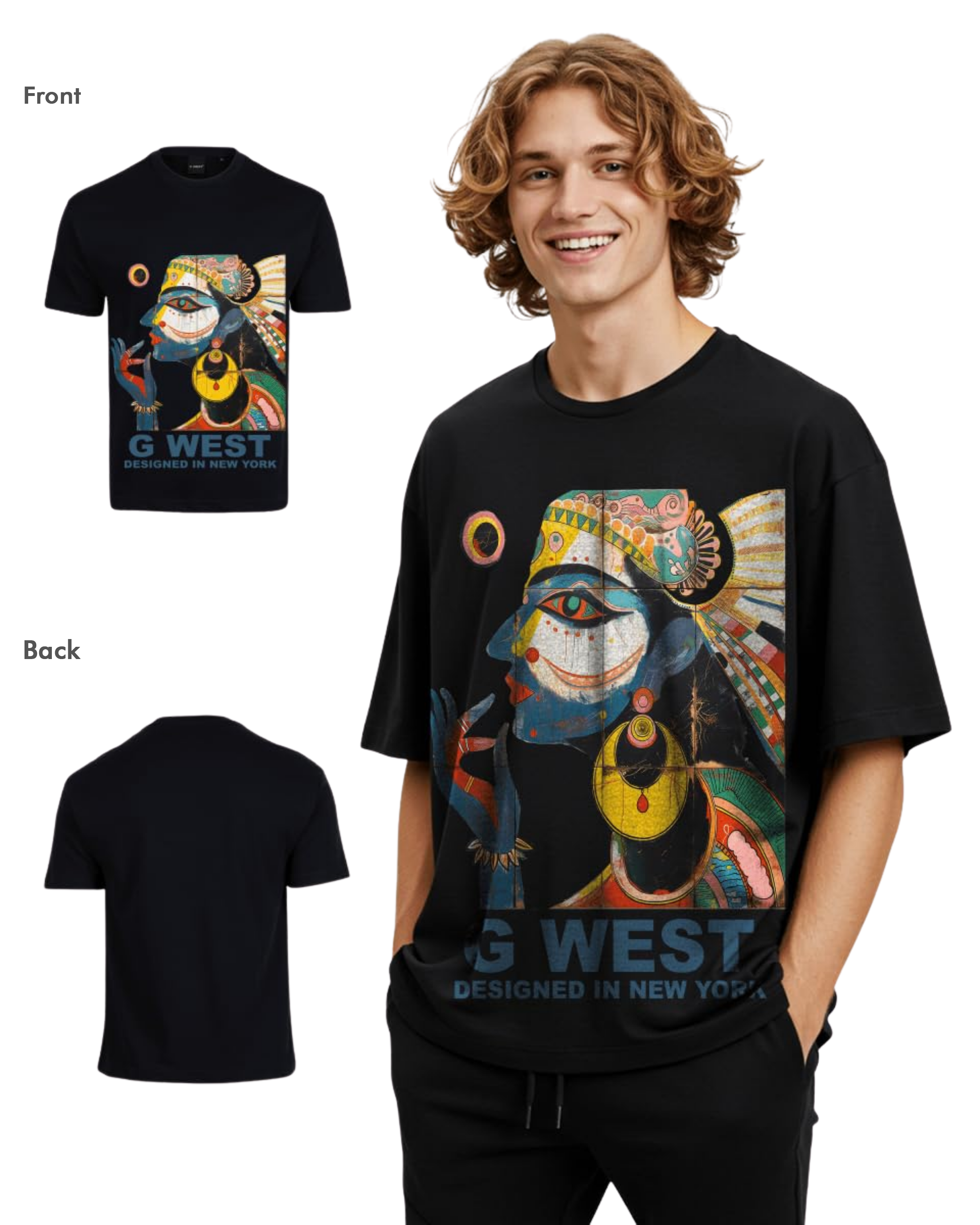 G West Mens Work Of Art Oversized Tee G West