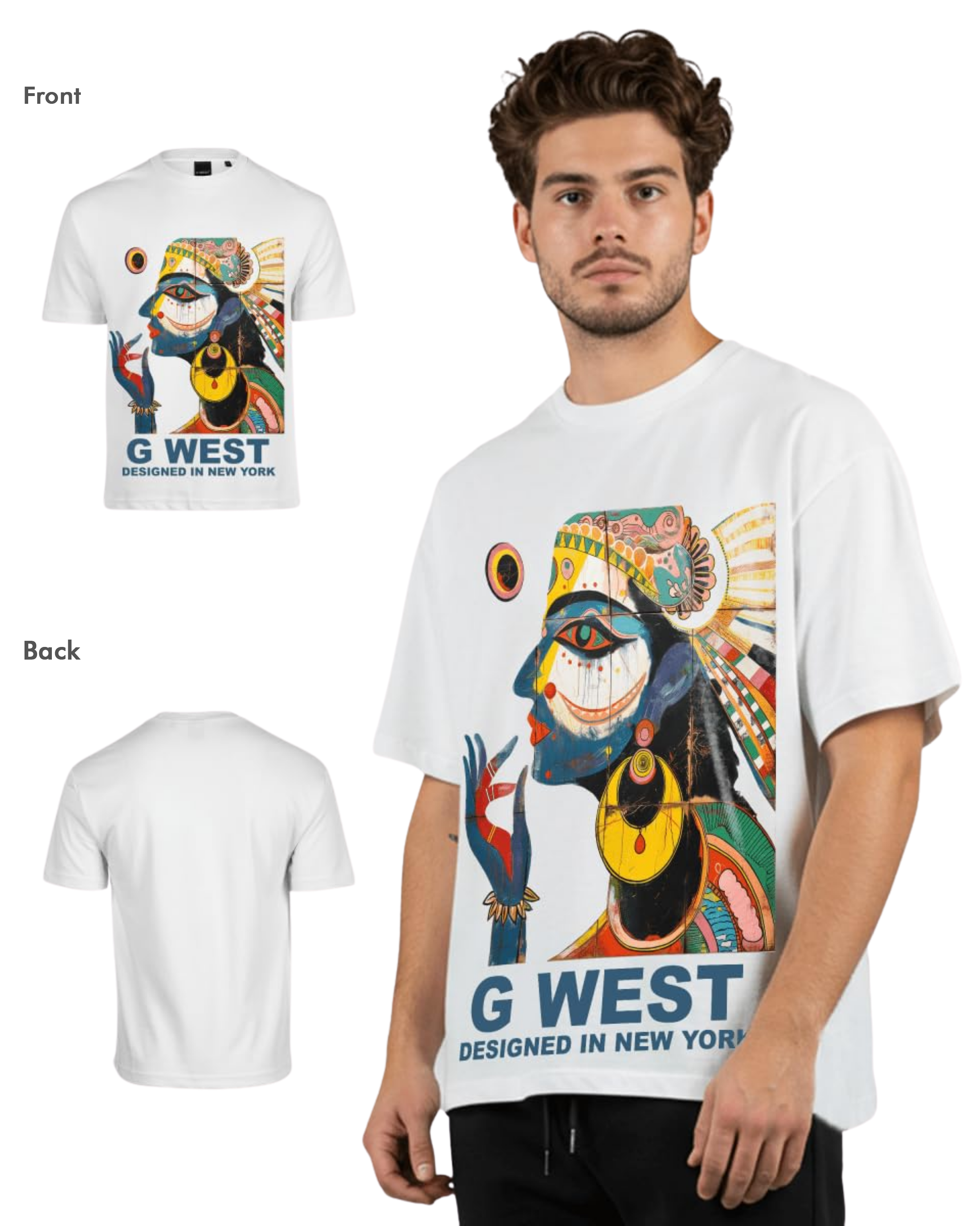 G West Mens Work Of Art Oversized Tee G West