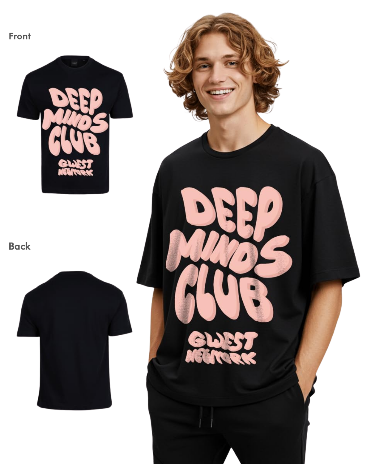 G West Mens Deep Minds Club Oversized Tee G West