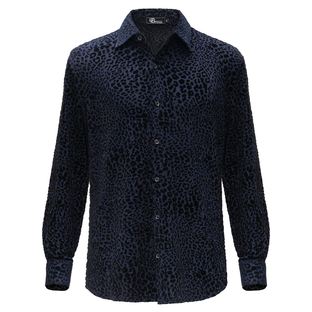 Dinner and Drinks Button-Up Shirt BLACK/BLUE
