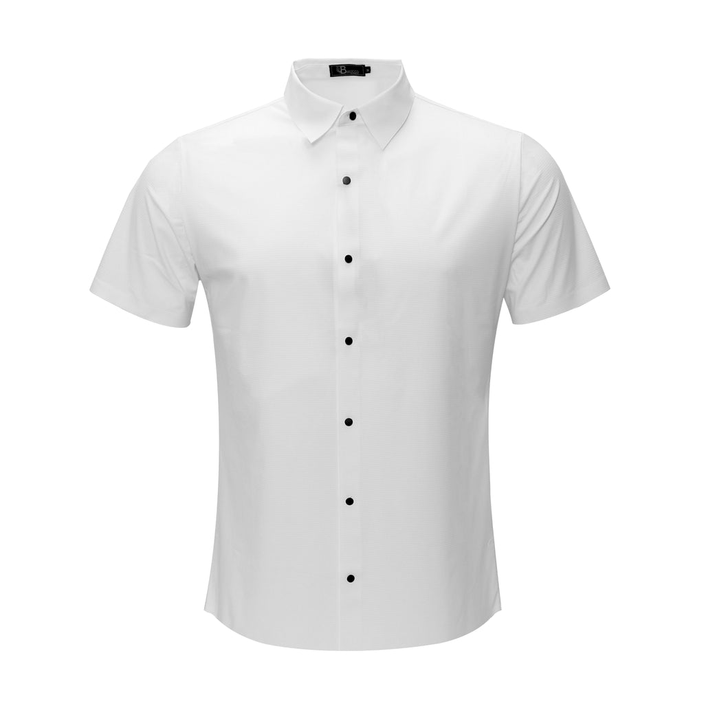 Soft Whispers Short Sleeve Button-Up Shirt - WHITE