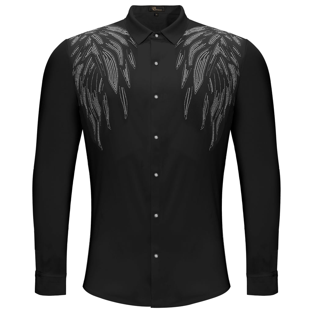 Heavenly Wings Button-Up Shirt BLACK/SILVER
