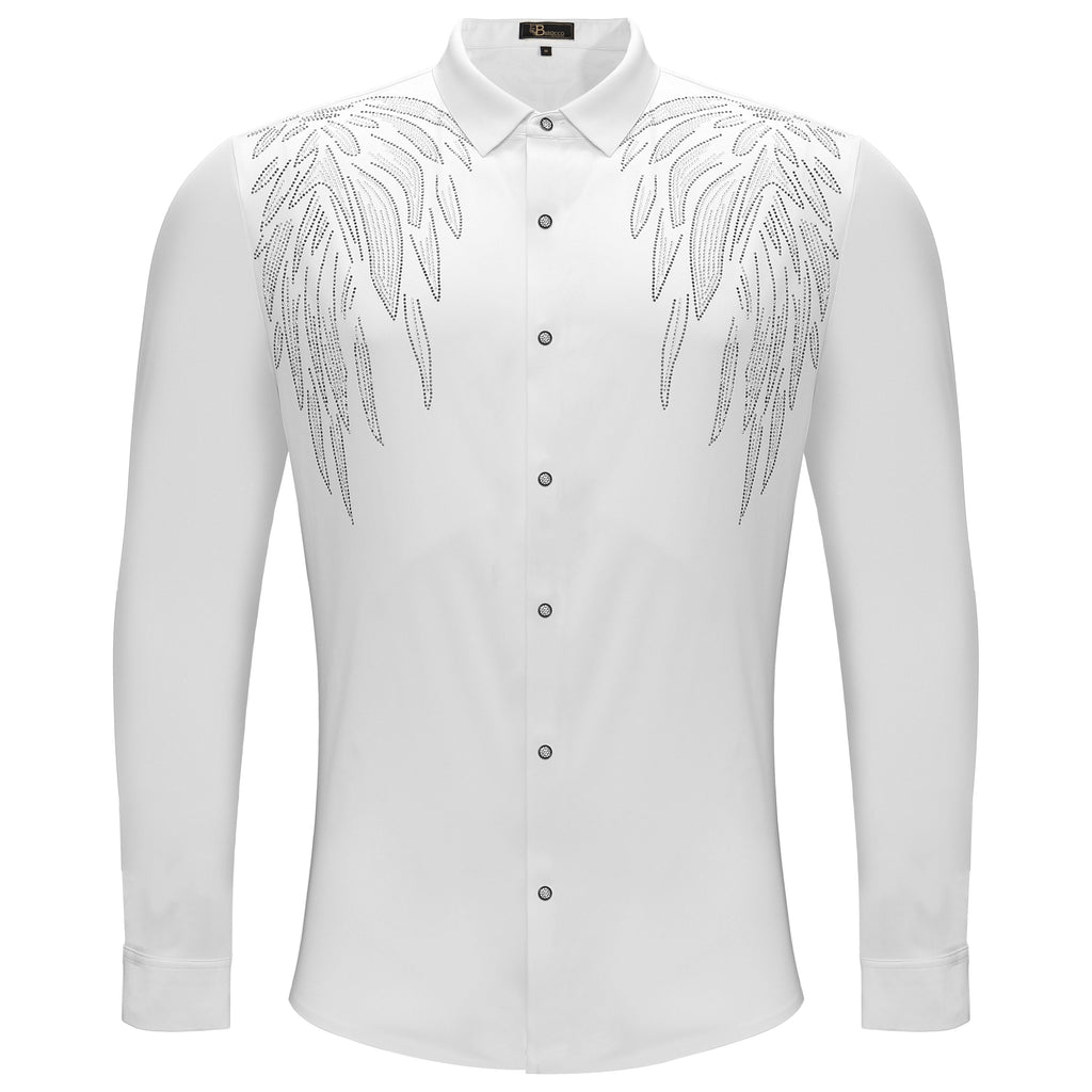 Heavenly Wings Button-Up Shirt WHITE/SILVER