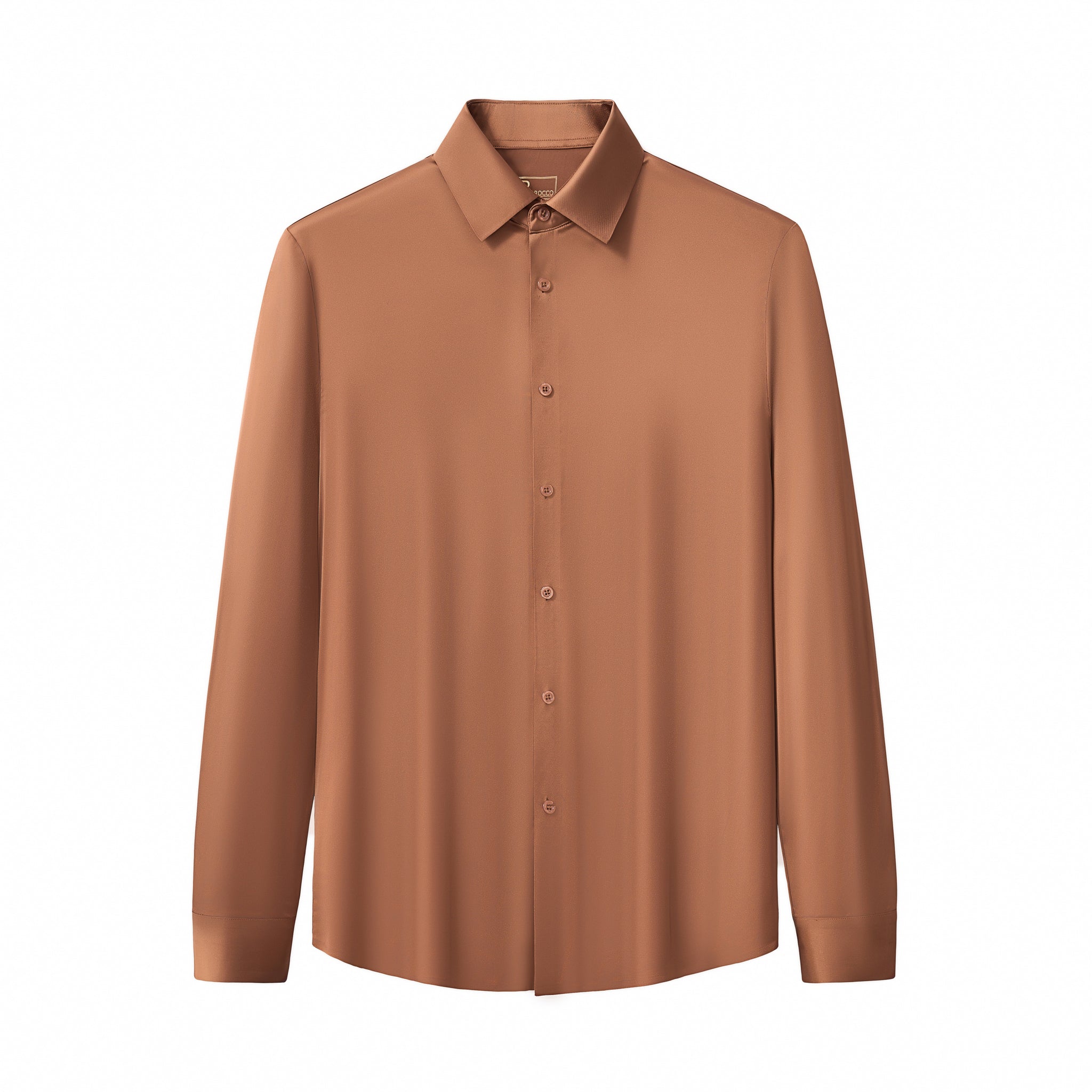 SIGNATURE SATIN STITCHLESS LS Shirt COFFEE