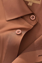 SIGNATURE SATIN STITCHLESS LS Shirt COFFEE