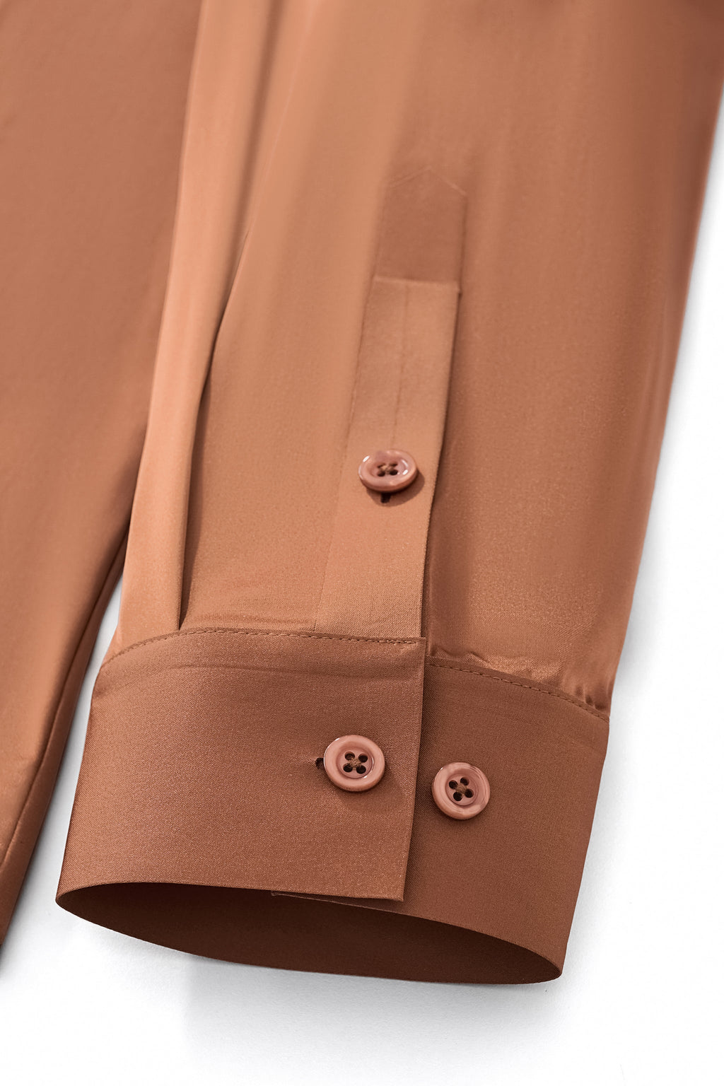 SIGNATURE SATIN STITCHLESS LS Shirt COFFEE