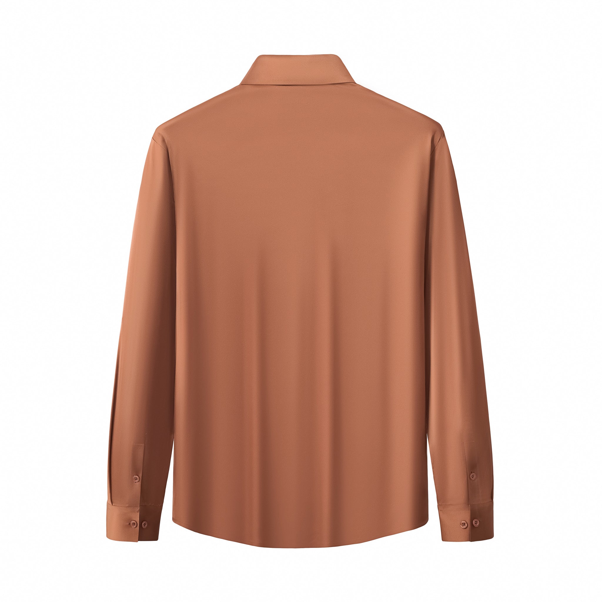 SIGNATURE SATIN STITCHLESS LS Shirt COFFEE