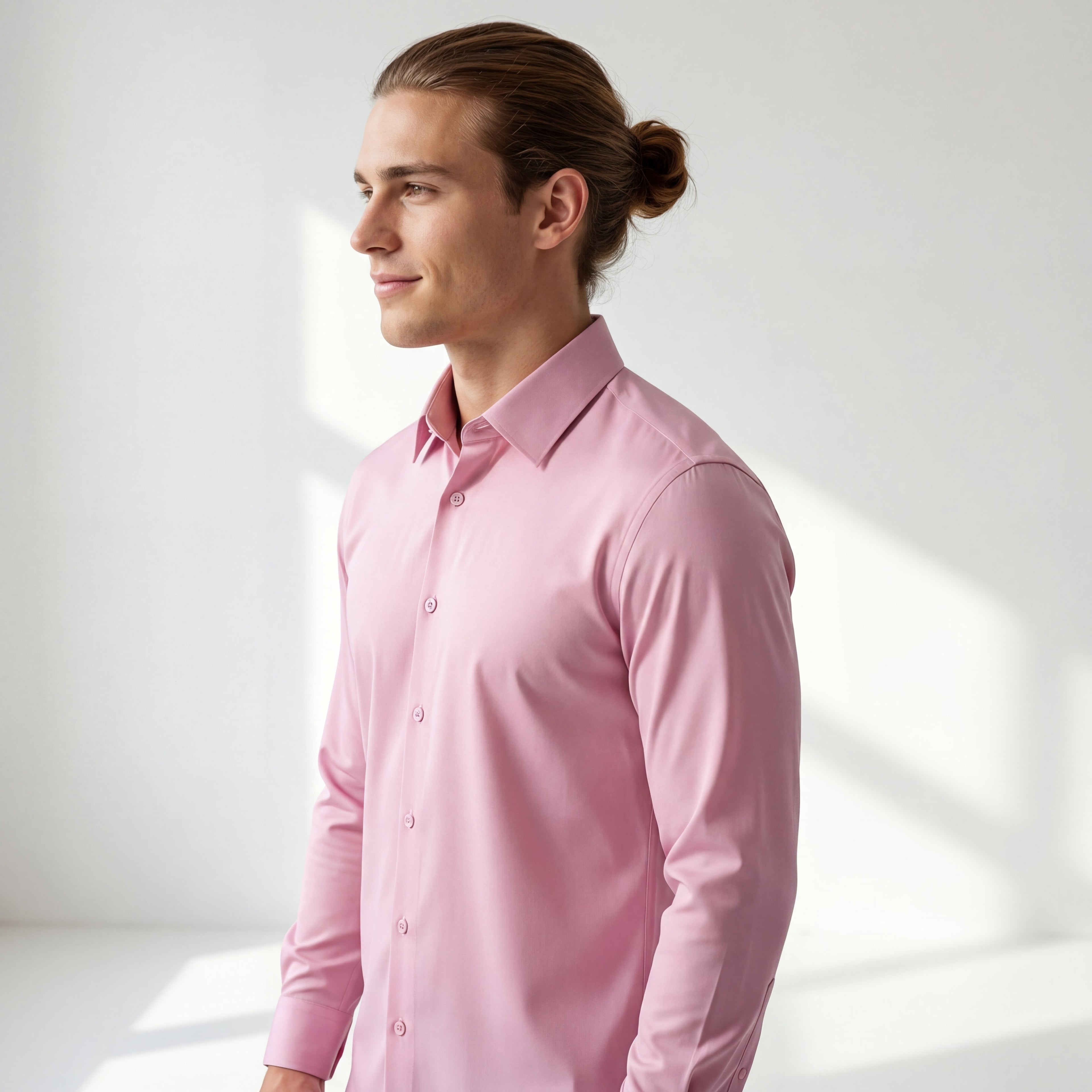 SIGNATURE SATIN STITCHLESS LS Shirt DUSTY PINK