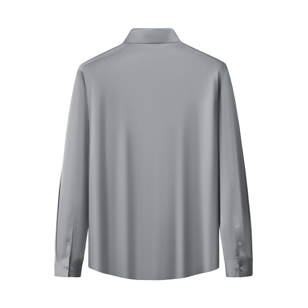 SIGNATURE SATIN STITCHLESS LS Shirt GREY