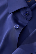 SIGNATURE SATIN STITCHLESS LS Shirt NAVY