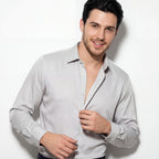 SIGNATURE SATIN STITCHLESS LS Shirt SILVER