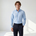 SIGNATURE SATIN STITCHLESS LS Shirt SKY BLUE