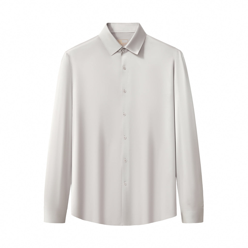SIGNATURE SATIN STITCHLESS LS Shirt SILVER