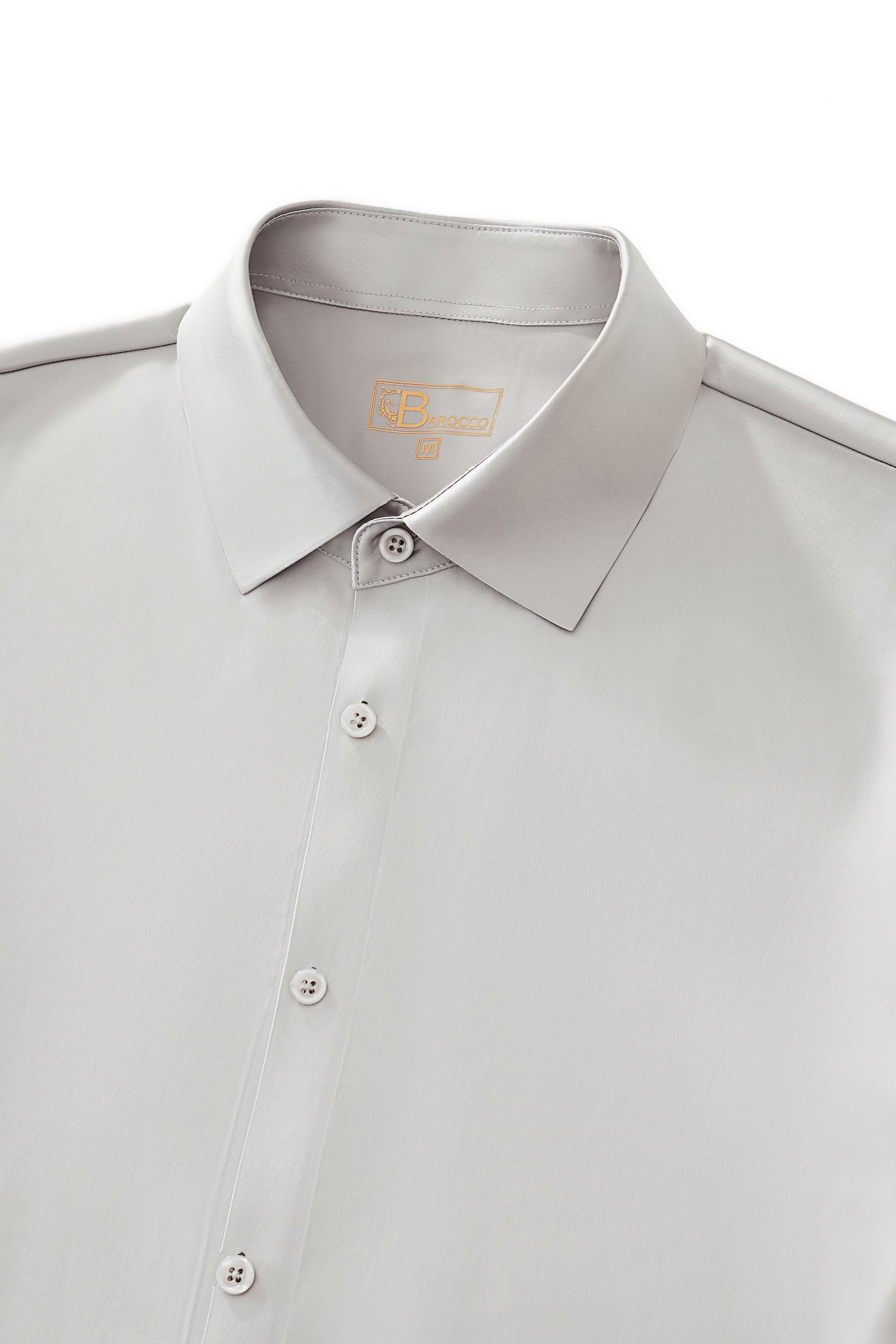 SIGNATURE SATIN STITCHLESS LS Shirt SILVER