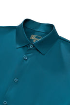 SIGNATURE SATIN STITCHLESS LS Shirt TEAL