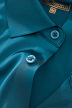 SIGNATURE SATIN STITCHLESS LS Shirt TEAL