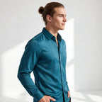SIGNATURE SATIN STITCHLESS LS Shirt TEAL