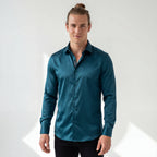 SIGNATURE SATIN STITCHLESS LS Shirt TEAL