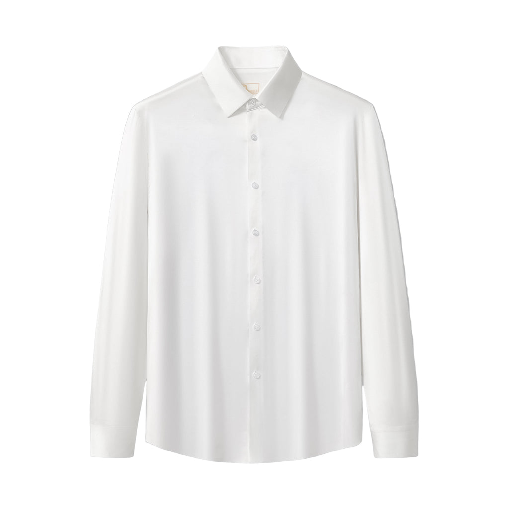 SIGNATURE SATIN STITCHLESS LS Shirt WHITE