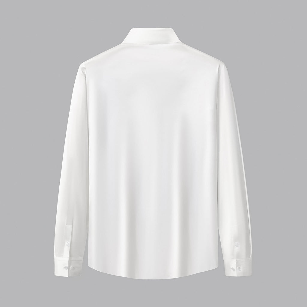SIGNATURE SATIN STITCHLESS LS Shirt WHITE
