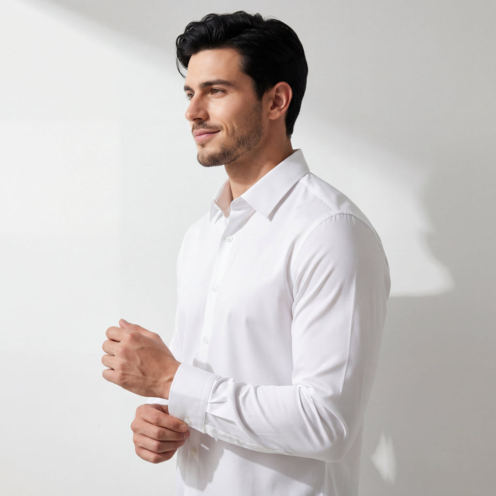 SIGNATURE SATIN STITCHLESS LS Shirt WHITE