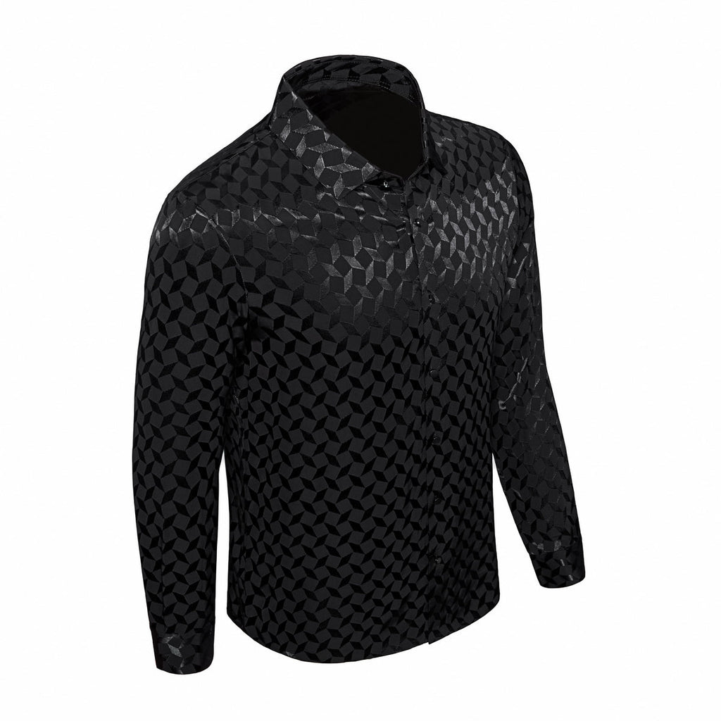 Optic Tessellation Stitchless LS Shirt BLACK