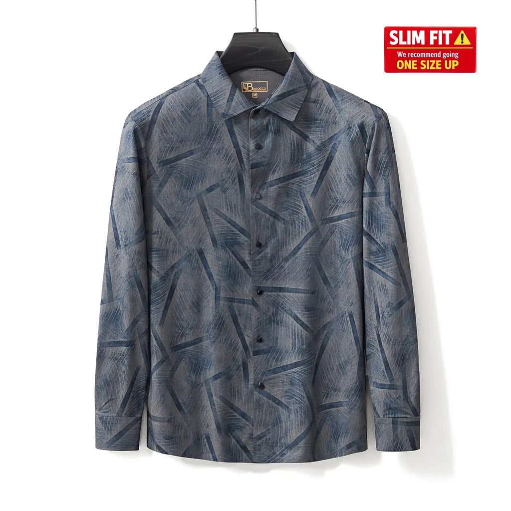 Inkstroke Geo Stitchless Shirt NAVY