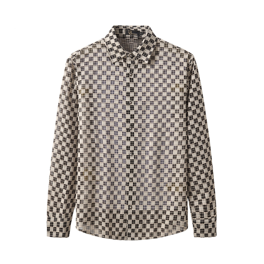 Textured Grid Shirt GREY