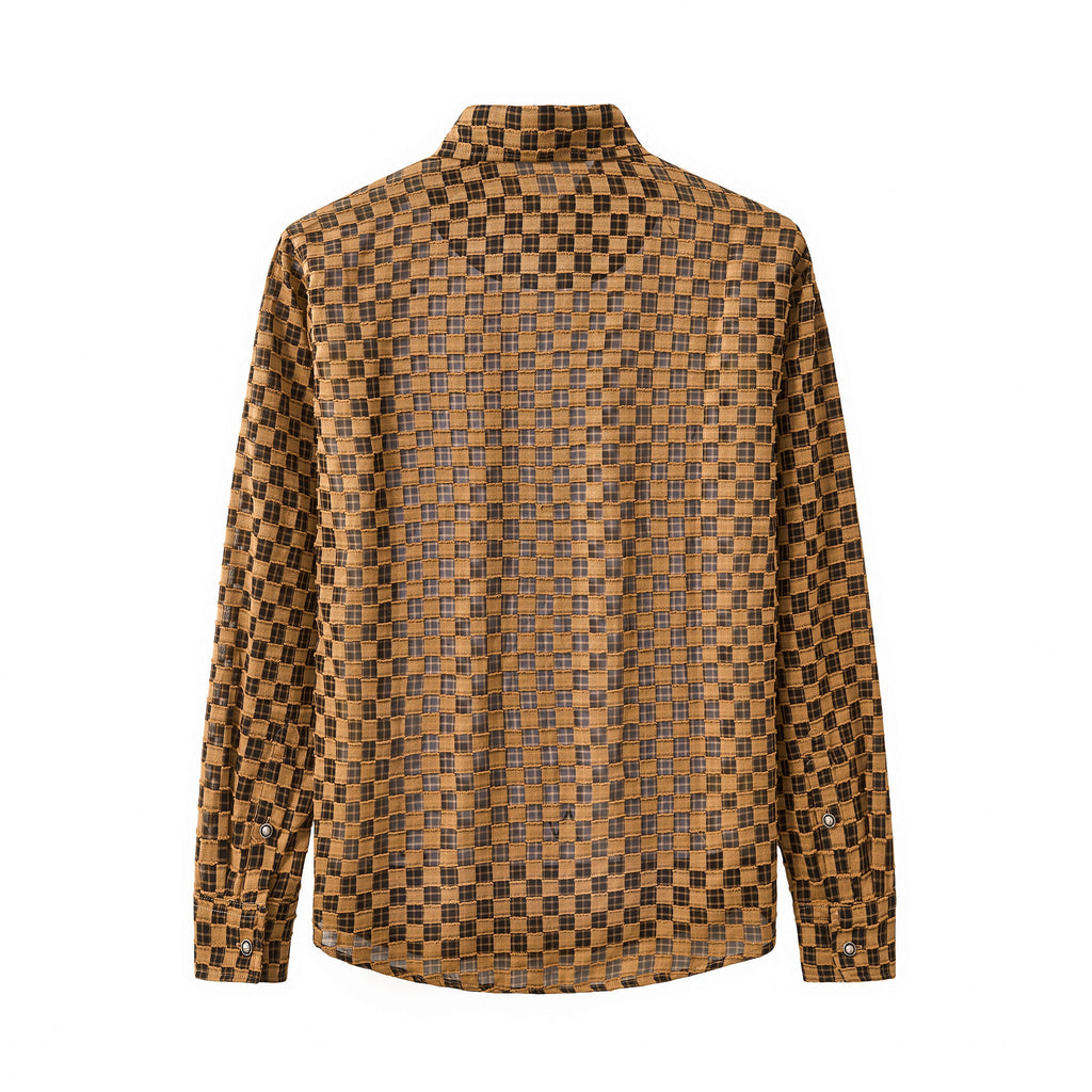 Textured Grid Shirt KHAKI