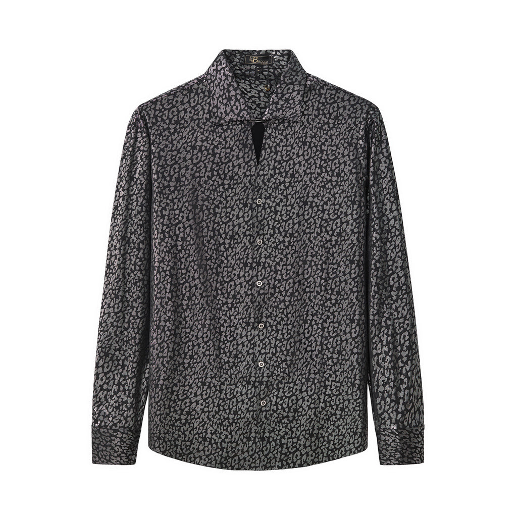 Tonal Leopard Shirt BLACK