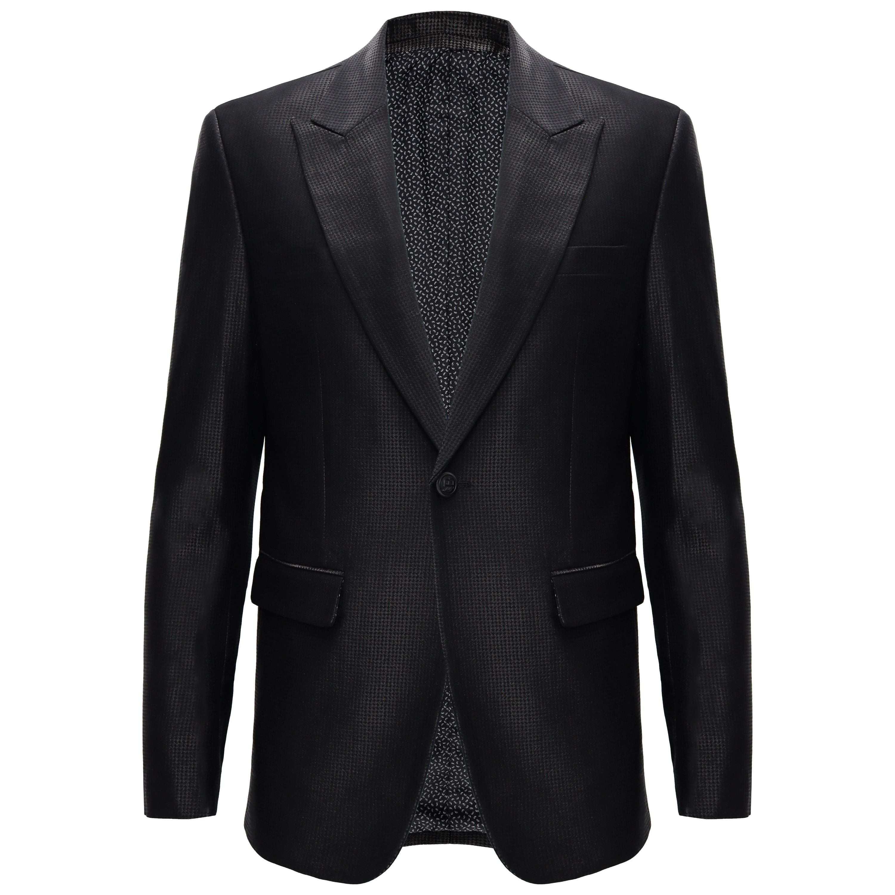 Men’s Elegant Black Textured Blazer BLACK