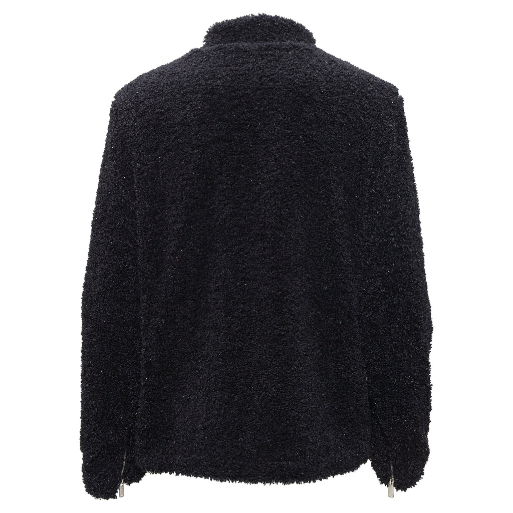 Teddy Luxe Fleece Zip-Up Jacket BLACK