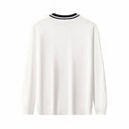 Halo Contrast Collar Knit LS WHITE