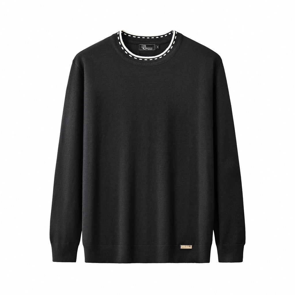 Axis Contrast Stitch Knit LS BLACK