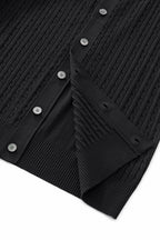 Marquee Cable Knit Cardigan LS BLACK