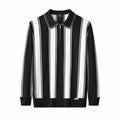 Vanguard Stripe Knit Polo LS BLACK